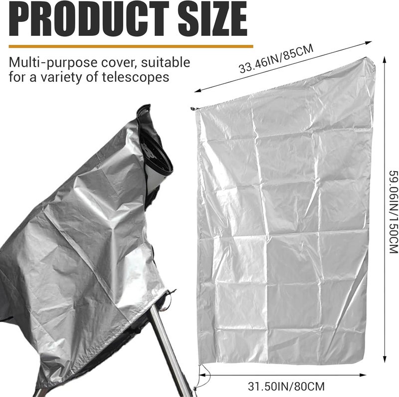 LCJAOF Waterproof Adjustable Telescope Cover - Dustproof Sun Shade with Drawstring for Indoor Outdoor Astronomical Telescopes （150x85cm） - Image 2